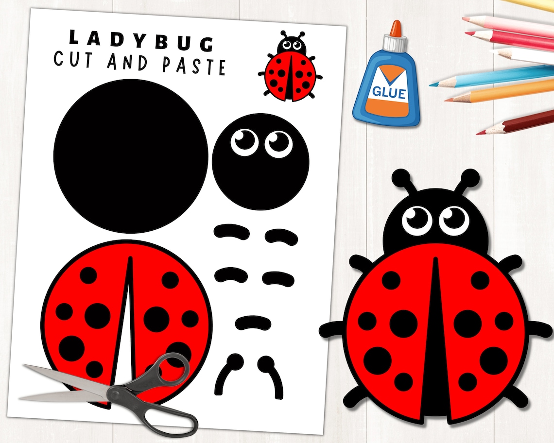 Printable Ladybug Craft Template for Kids Spring Activity Insect Craft