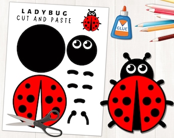 Printable Ladybug Craft Template for Kids | Spring Activity | Insect Craft | Color, Cut, and Glue | Build a Paper Ladybug | Digital Download