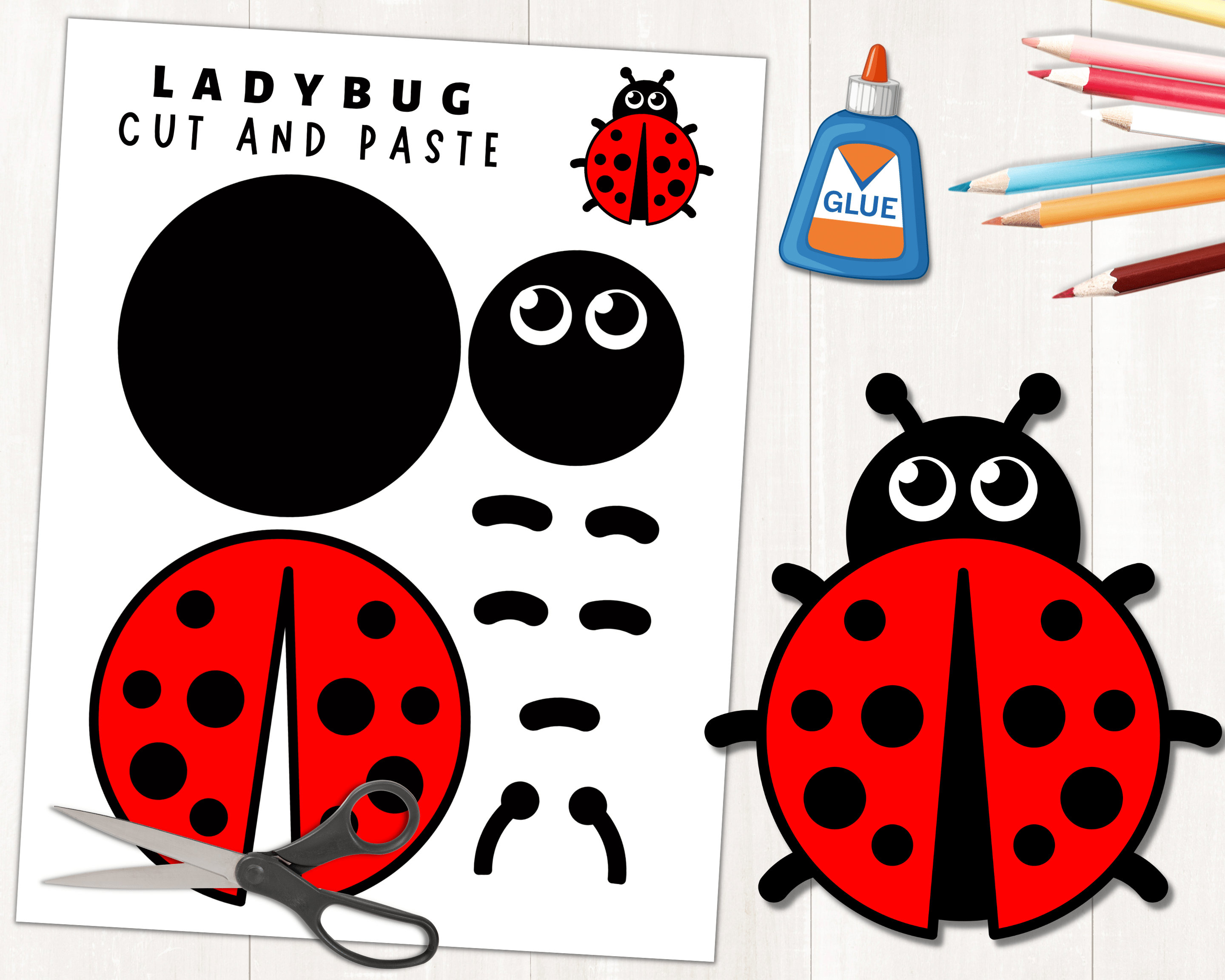 Printable Ladybug Craft Template for Kids Spring Activity Insect Craft Printable Ladybug Craft Template for Kids Spring Activity Insect Craft