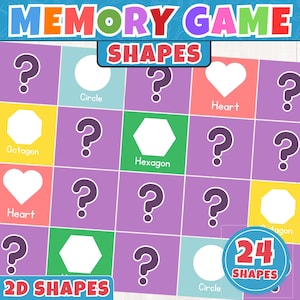 Gioco di memoria con forme 2D e 3D per bambini / Schede di abbinamento forme 2D / Centro matematico stampabile per la scuola materna / Asilo e istruzione parentale