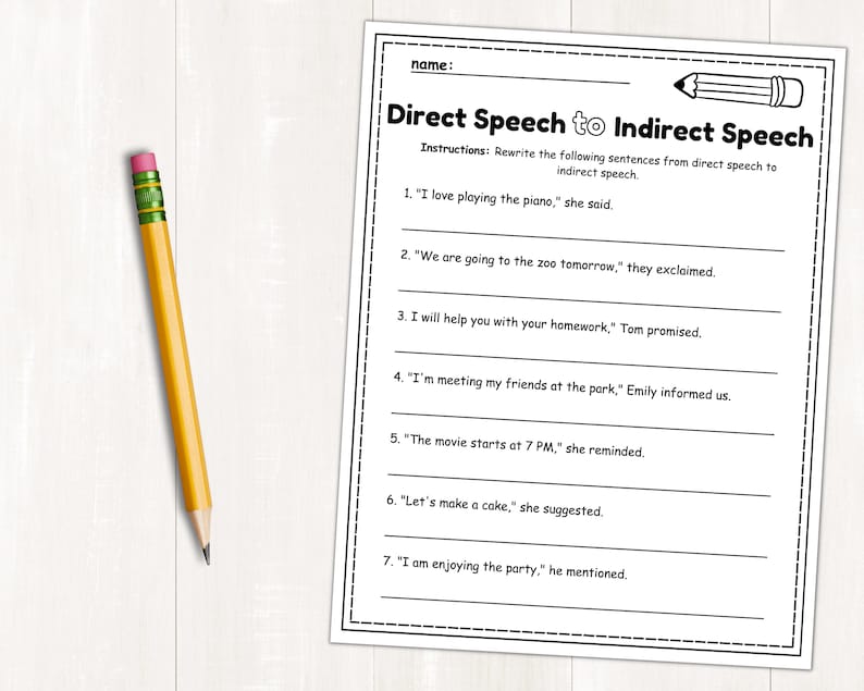 Direct and Indirect Speech Worksheets | Reported Speech | Identifying