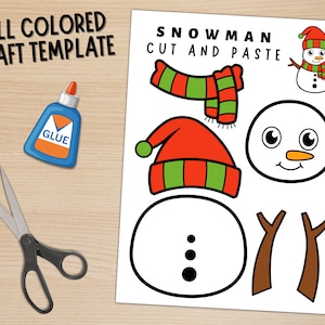 Printable Snowman Craft Template for Kids Winter Activities Color, Cut, and Glue Build a Snowman Digital Download PDF image 3