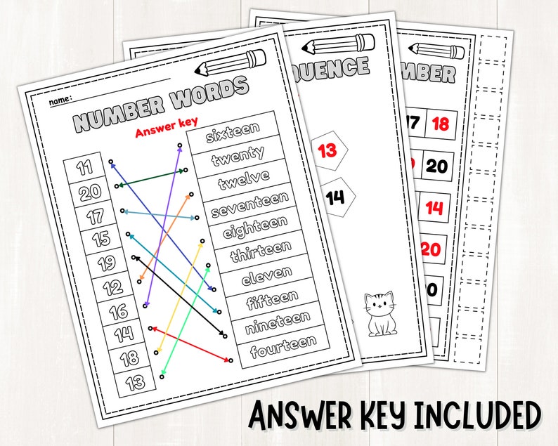 Teen Number Printable Worksheets 1120 Activities for Kindergarten Math