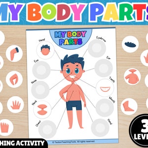Body Parts Matching Activity | Preschool Activity | Parts of the Body | Homeschool | Toddler Busy Book Pages | Printable | Instant Download