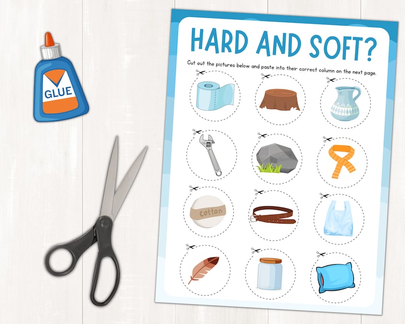 Hard and Soft Materials Sorting Activity Sense of Touch Montessori