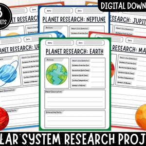 Zonnestelsel Planeten Onderzoeksproject Afdrukbare sjablonen, Planeten Feitenbestand, Zonnestelsel Project, Planeten Onderzoek Grafische Organisator
