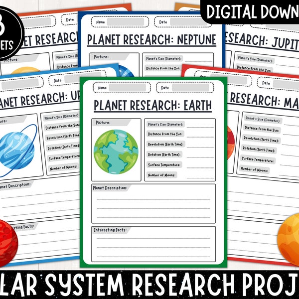 Solar System Planets Research Project Printable Templates, Planets Fact File, Solar System Project, Planets Research Graphic Organizer