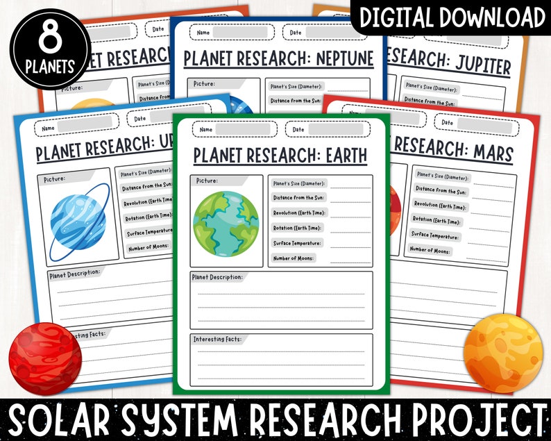 Solar System Research Project Printable Templates, Fact File, Solar System