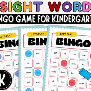 Sight Words Bingo Game for Kindergarten | High-Frequency Words for Kindergarten | Sight Word Activity | Instant download | Printable
