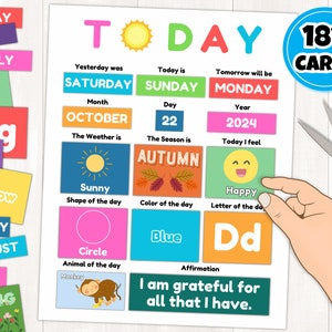 Printable Morning Board I Kids Daily Calendar I All About Today I Preschool Circle Time I Homeschool Morning Activity I Instant Download