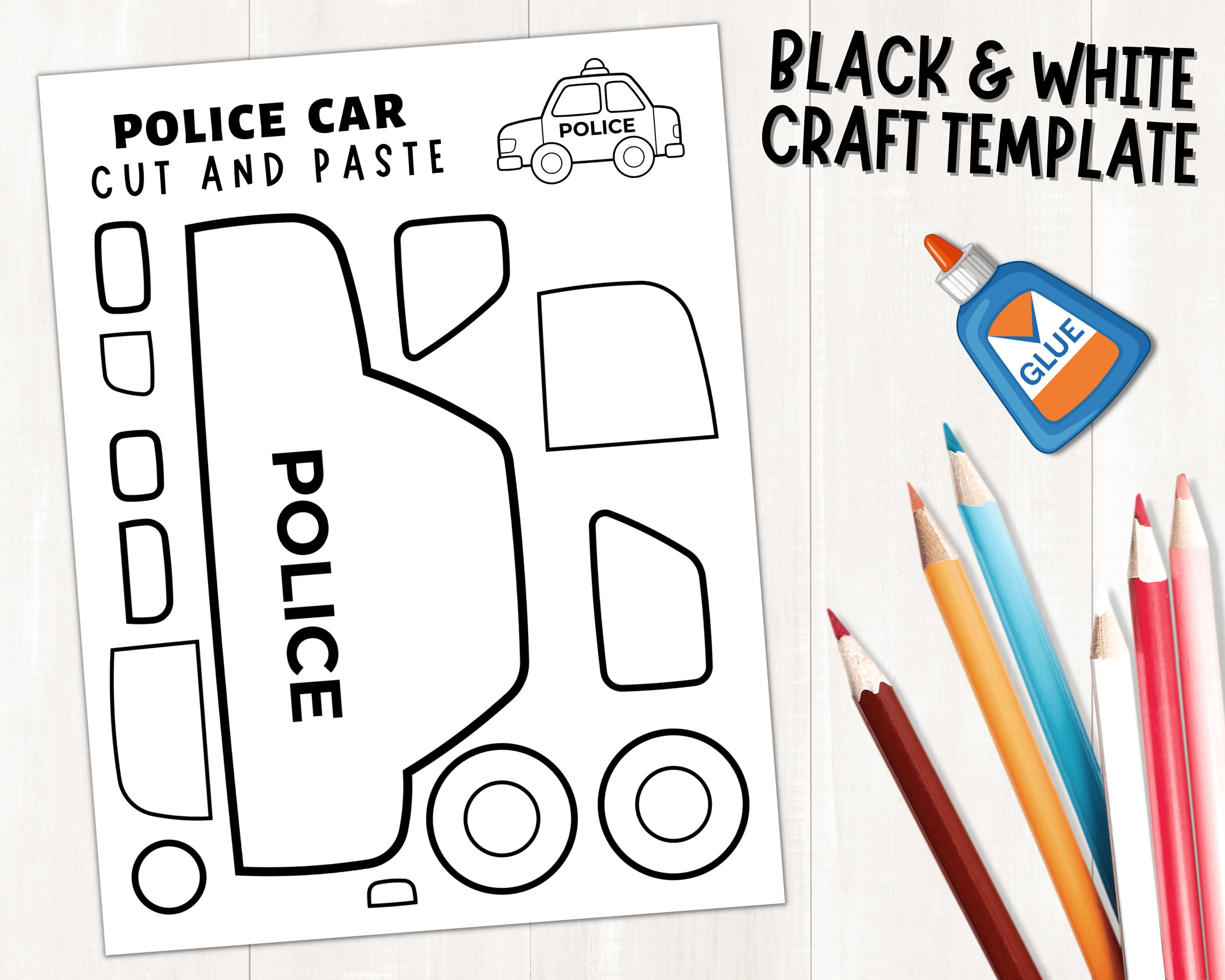 Printable Police Car Craft Transportation Craft Build a Police Car Printable Police Car Craft Transportation Craft Build a Police Car