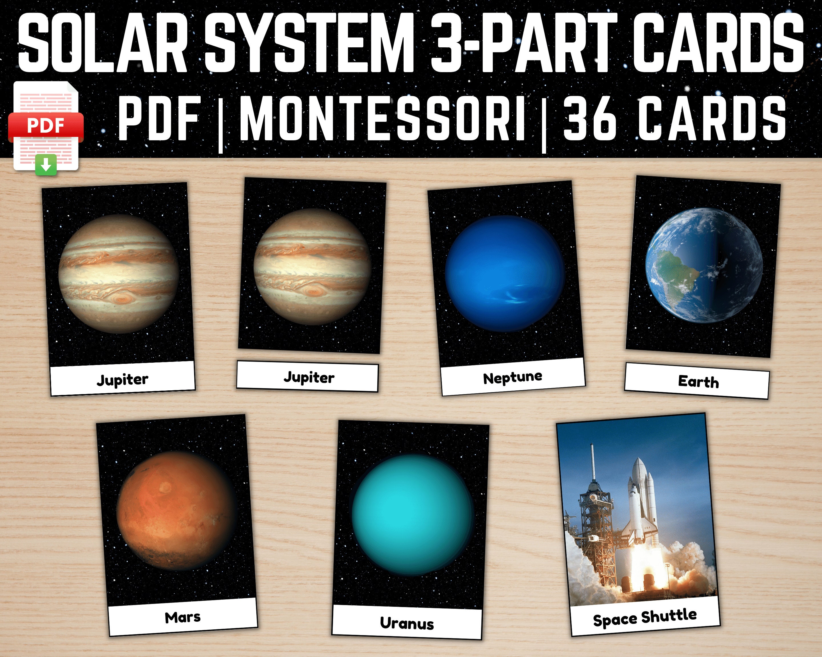 Solar System 3 Part Cards