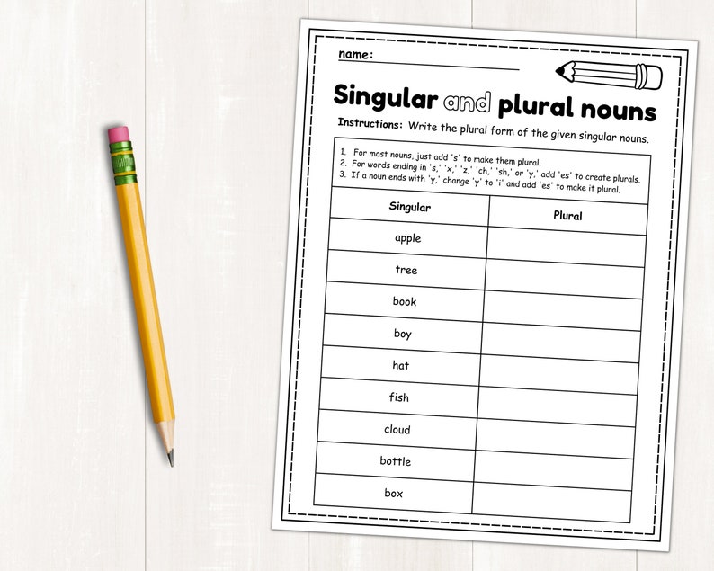 Singular and Plural Nouns Worksheets & Activities | Grammar Worksheets ...