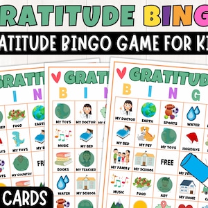 Jogo de Bingo de Gratidão para Imprimir | 30 Cartões de Bingo de Gratidão | Jogo de Bingo de Ação de Graças | Atividade de Gratidão e Agradecimento | Atividade de Gratidão de Outono
