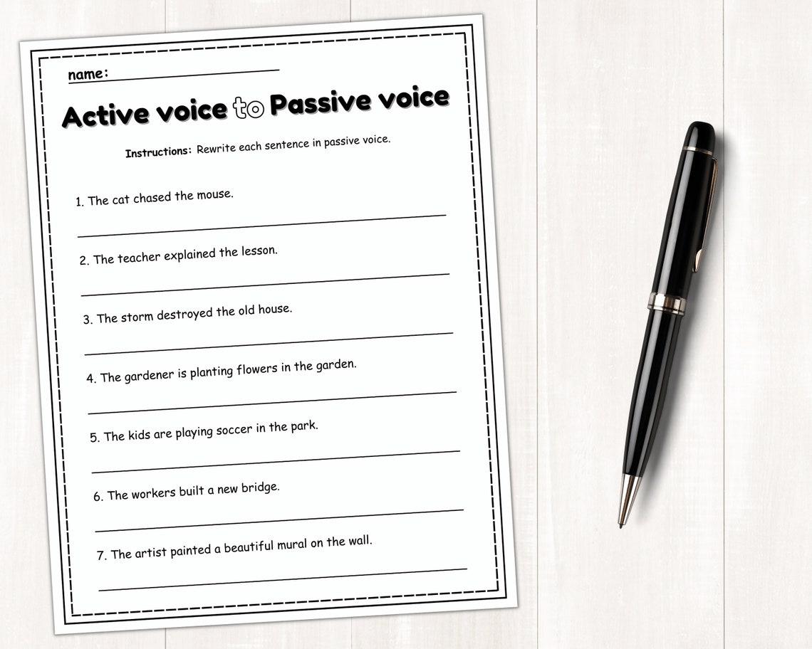 Active and Passive Voice Worksheets | Grammar Activity | Exercises ...