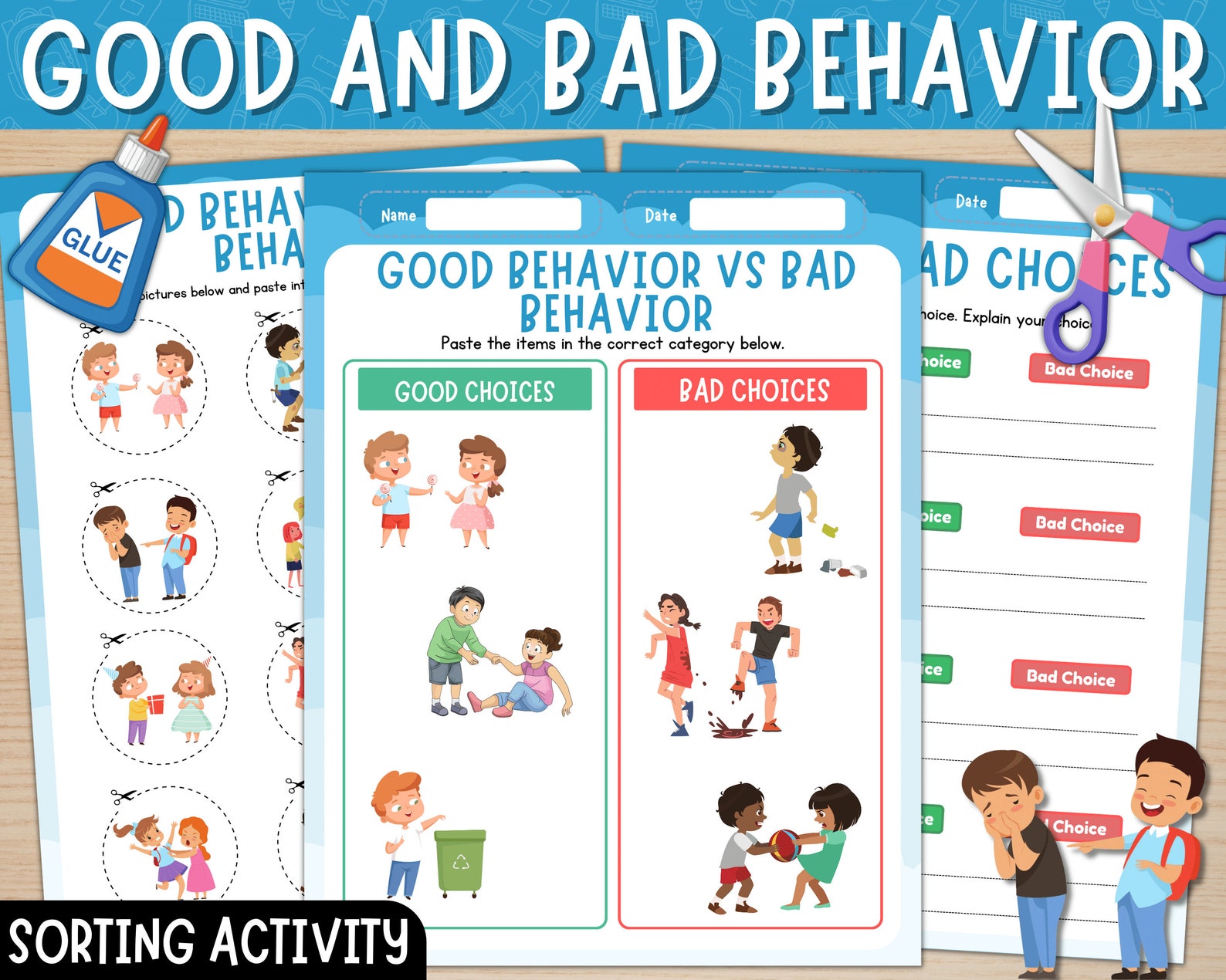 Good and Bad Behavior Sorting Activity Cut and Paste Good Vs Bad Good and Bad Behavior Sorting Activity Cut and Paste Good Vs Bad