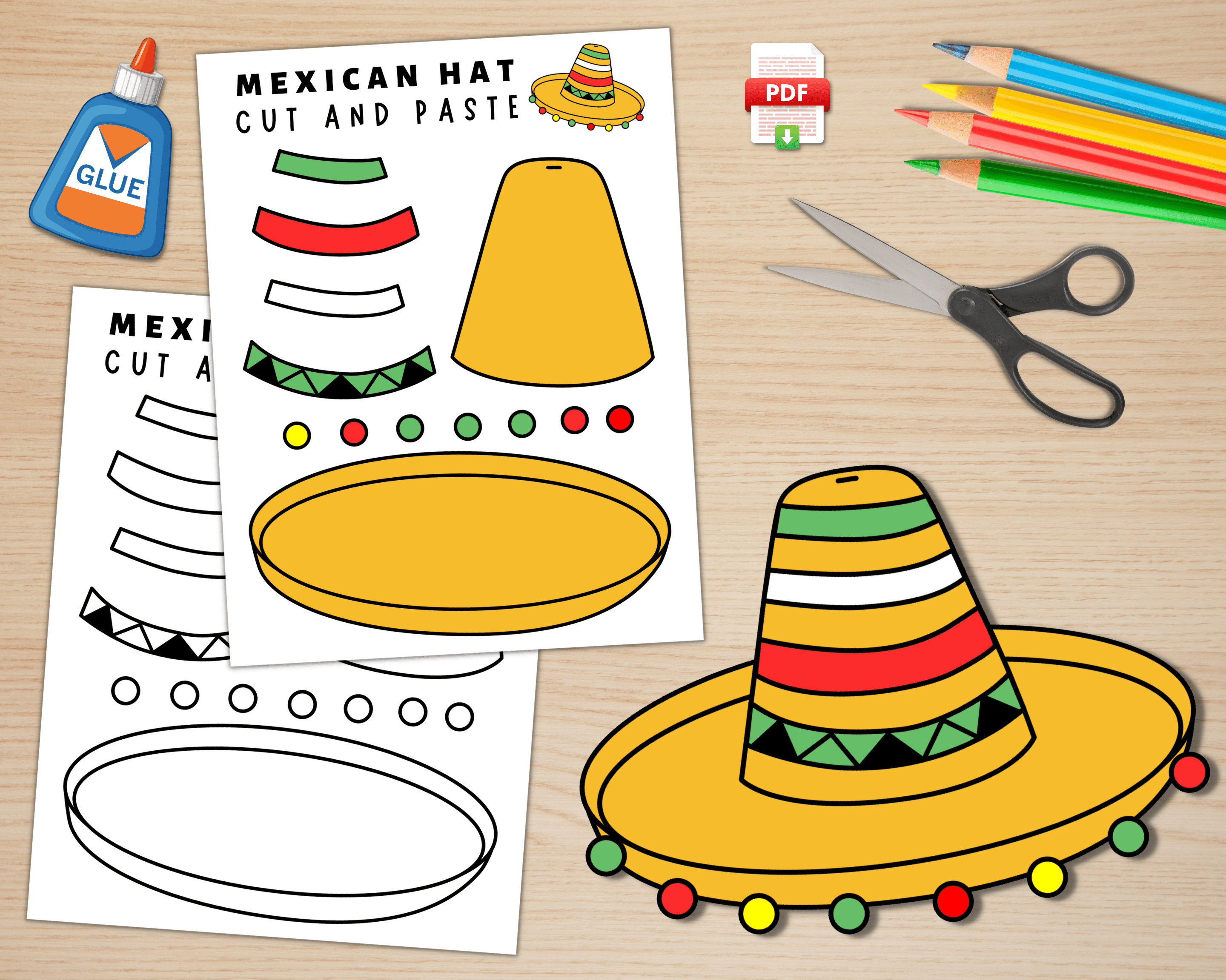 Printable Sombrero Hat Craft Hispanic Heritage Month Craft Cinco De