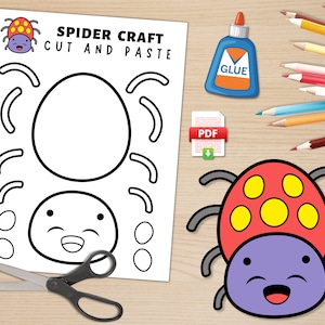 Printable Spider Craft | Halloween Craft | Kids Cut & Paste Activity | Indoor Preschool Activity | Homeschool Activity | Scissor Skills