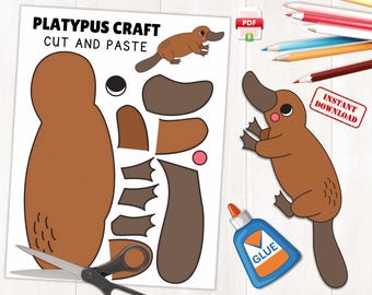 Printable Platypus Craft for Kids | Australian Animal Activity | Cut and Paste Craft with Coloring Page | Instant Download | PDF