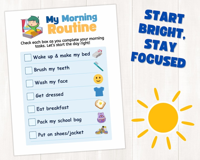 ADHD Planner for Kids Printable | Visual Routines, Daily Schedule ...