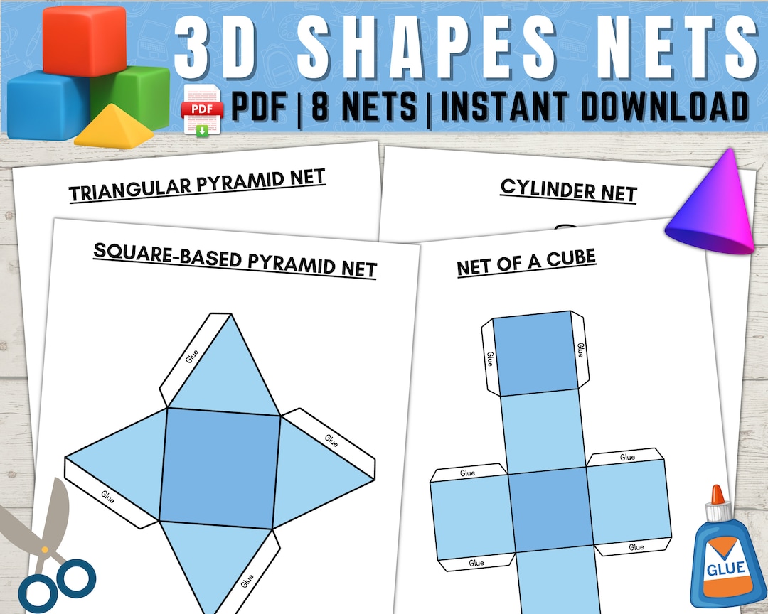 Cutout 3D Shape Nets Craft Activity Worksheets, Build 3D Shapes ...