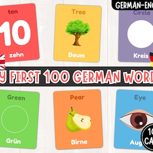 My First 100 German Words | Printable German-English Picture Dictionary | German Basic Vocabulary For Beginners | Flashcards | PDF