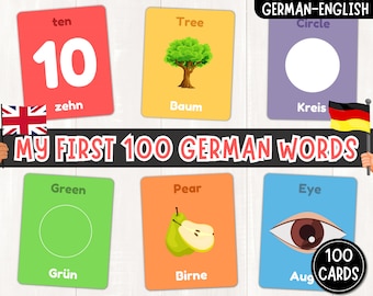 My First 100 German Words | Printable German-English Picture Dictionary | German Basic Vocabulary For Beginners | Flashcards | PDF