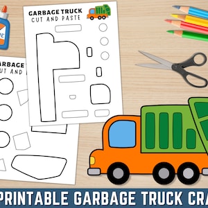 Printable Garbage Truck Craft | Earth Day Craft Activity | Garbage Truck Cut & Paste Paper Craft | Transportation Craft | PDF