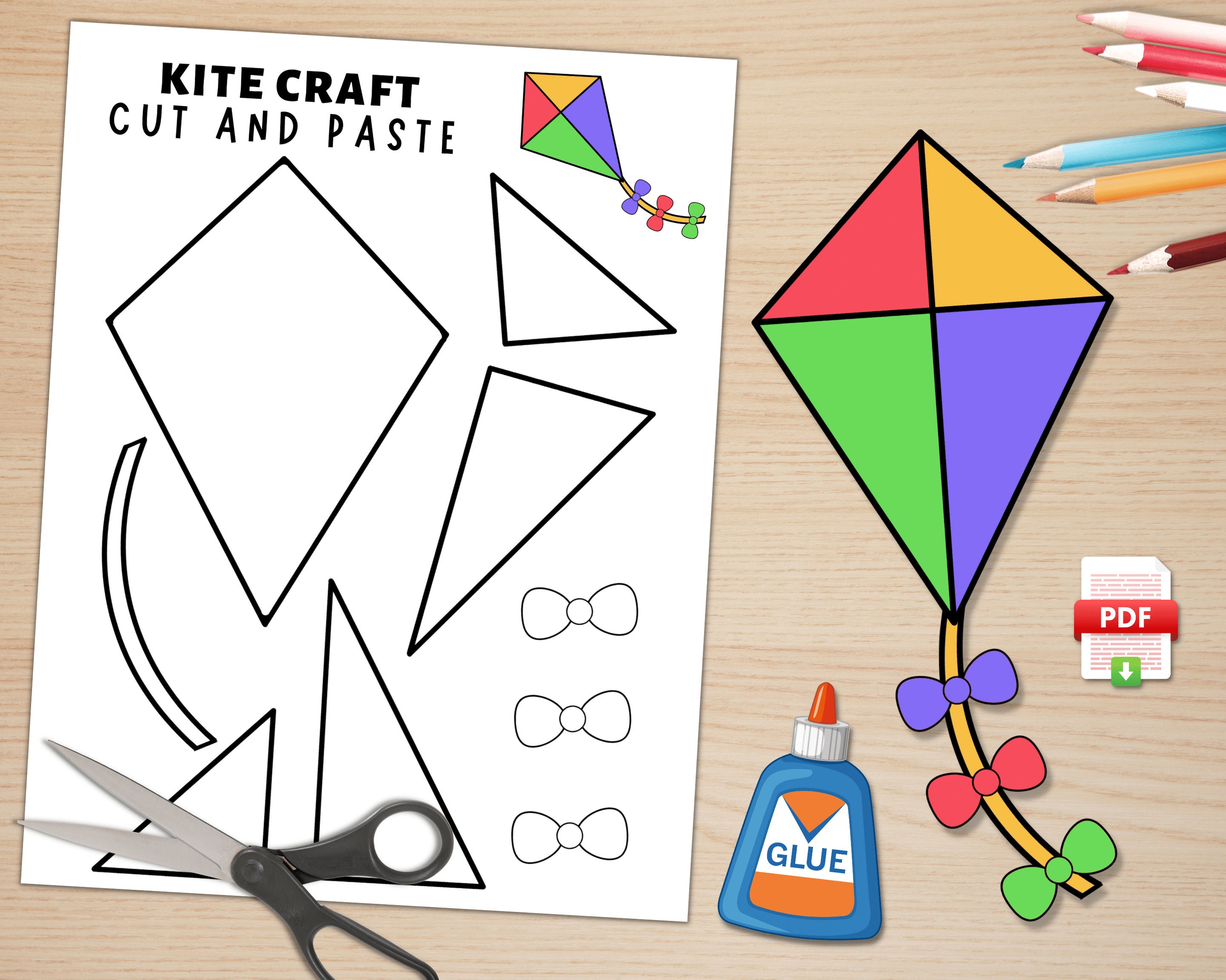 Kite Craft for Kids Spring Activities Build a Kite Cut and Paste Kite Kite Craft for Kids Spring Activities Build a Kite Cut and Paste Kite