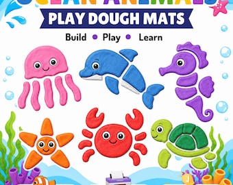 Ocean Animals Organs Play Dough Mats | Tracing, and Kid-Friendly Facts | Instant Download
