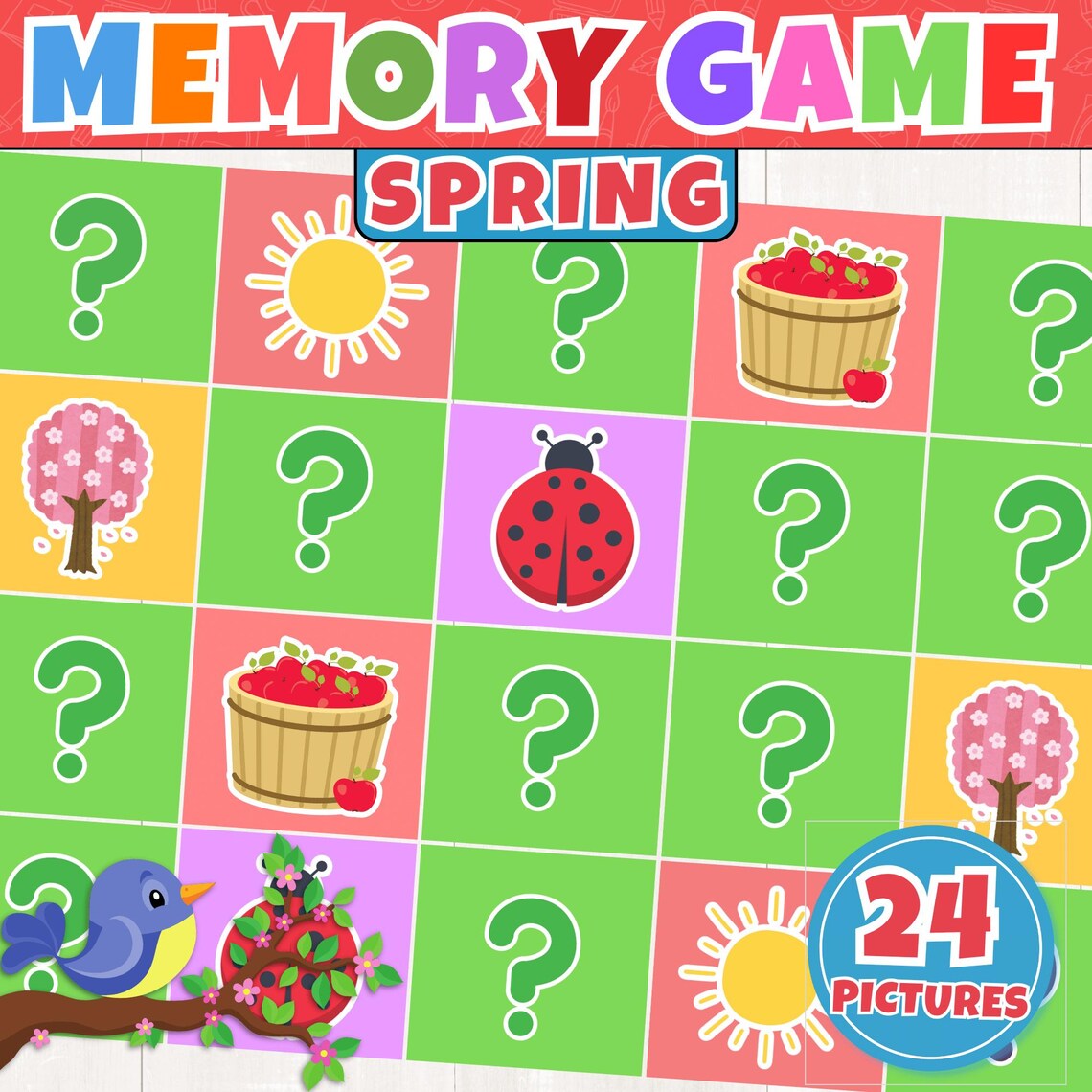 Printable Spring Memory Game for Kids | Matching Game With Spring ...
