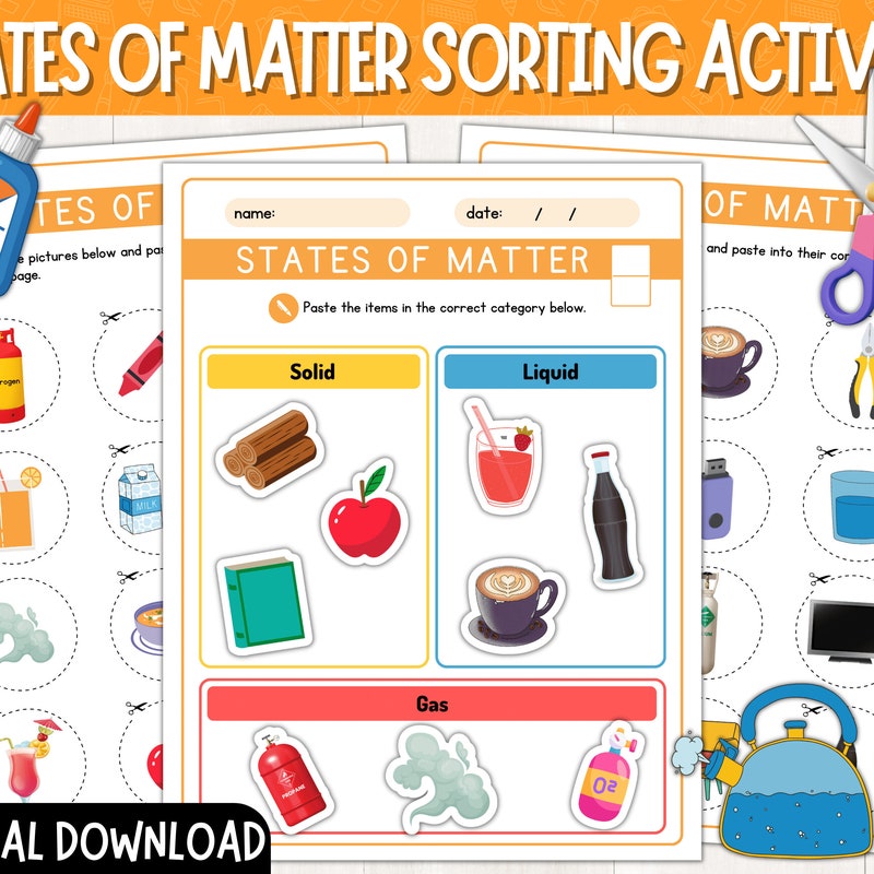 States of Matter Worksheets - Etsy