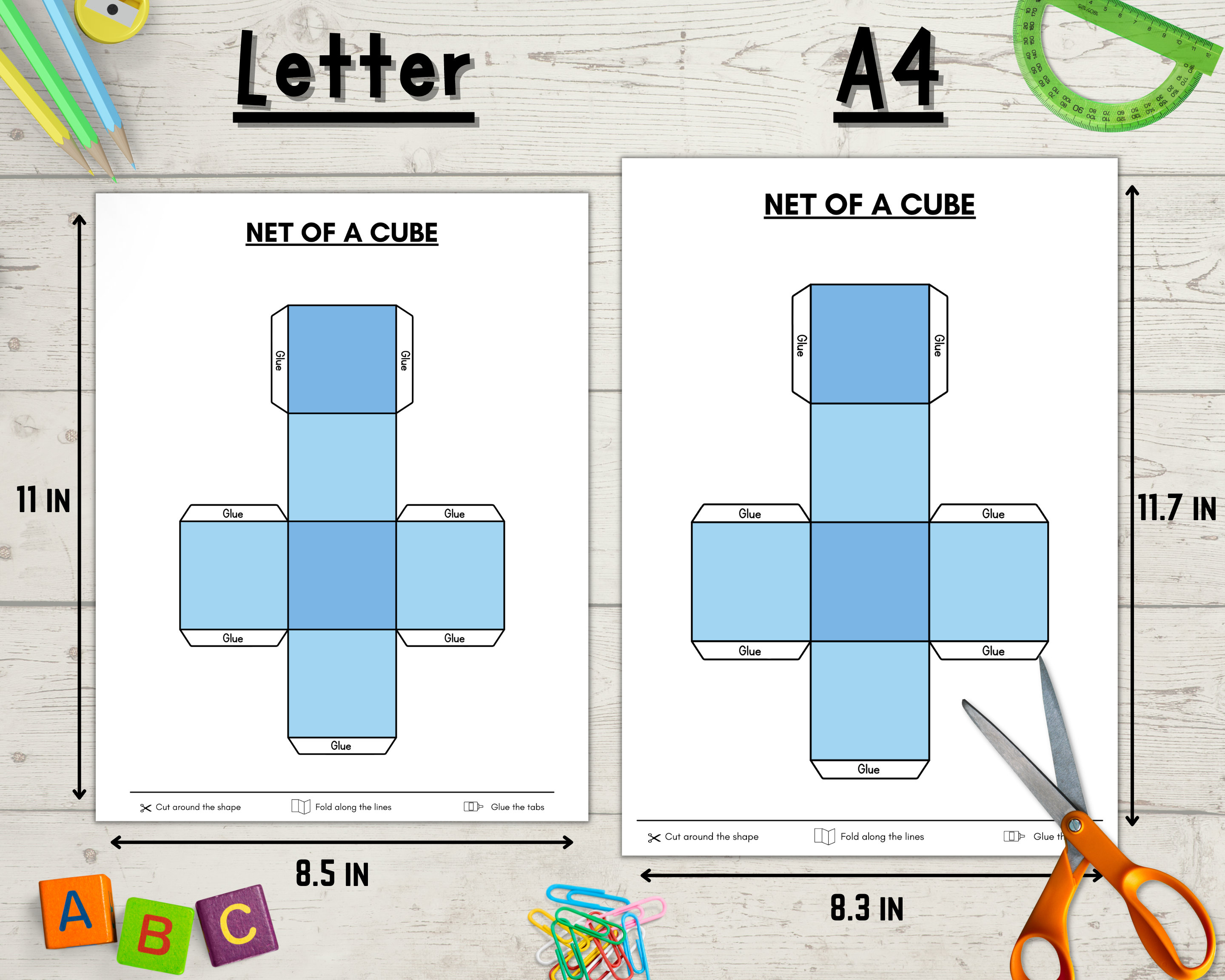 Cutout 3D Shape Nets Craft Activity Worksheets, Build 3D Shapes