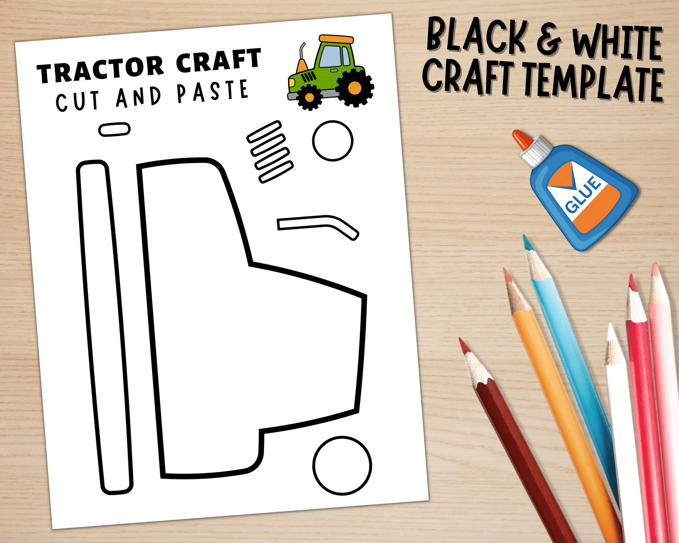 Printable Tractor Craft Transportation Craft Build a Tractor Cut and