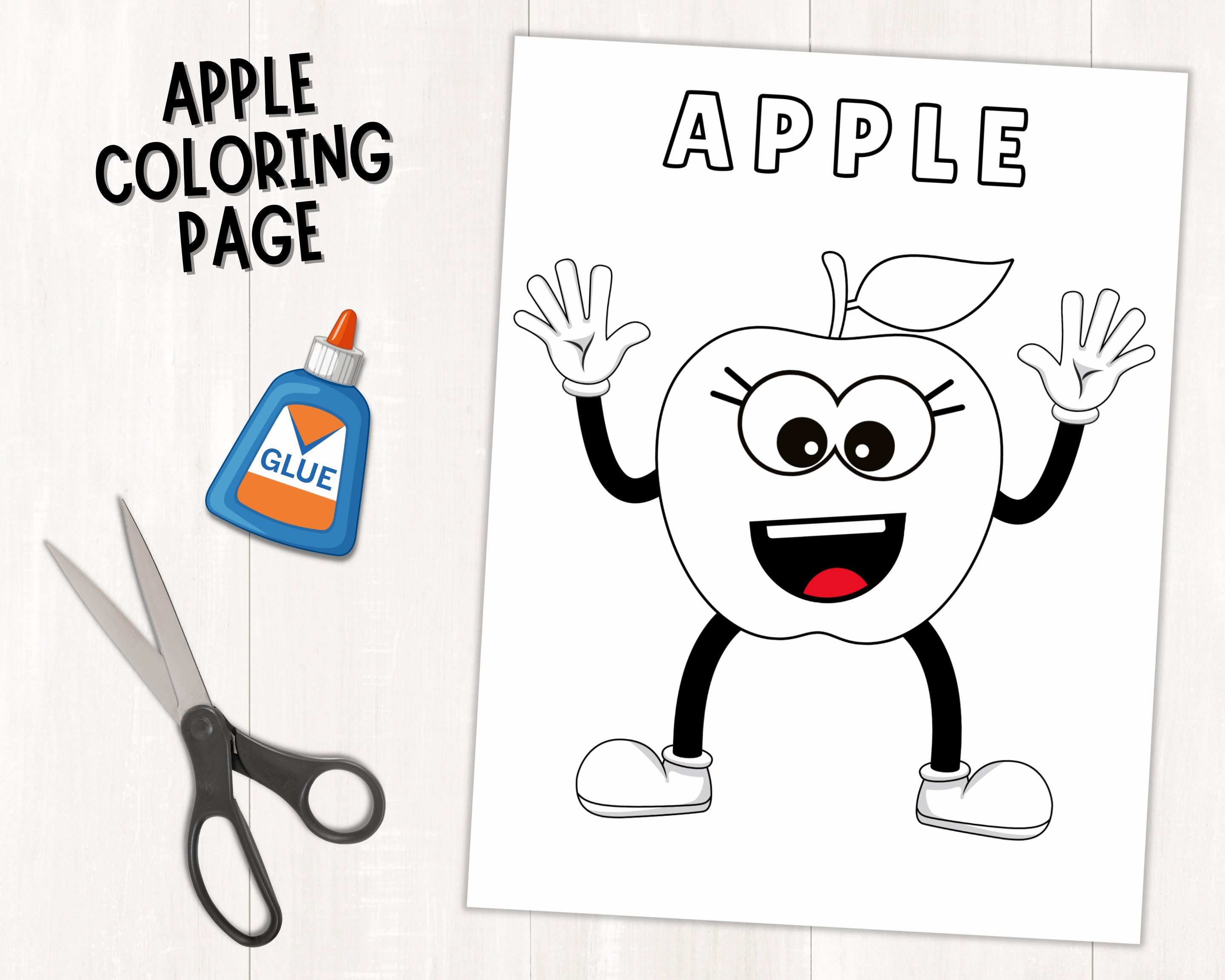 Printable Apple Craft Template for Kids Fall Craft Activity Autumn