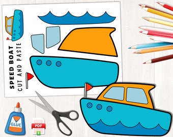 Printable Speedboat Craft Template | Transportation Craft | Color, Cut, and Paste | Build a Boat Craft | Instant Download | PDF