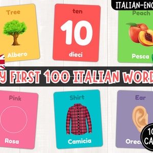 My First 100 Italian Words | Printable Italian-English Picture Dictionary | Learn Italian for Kids | Flashcards | PDF