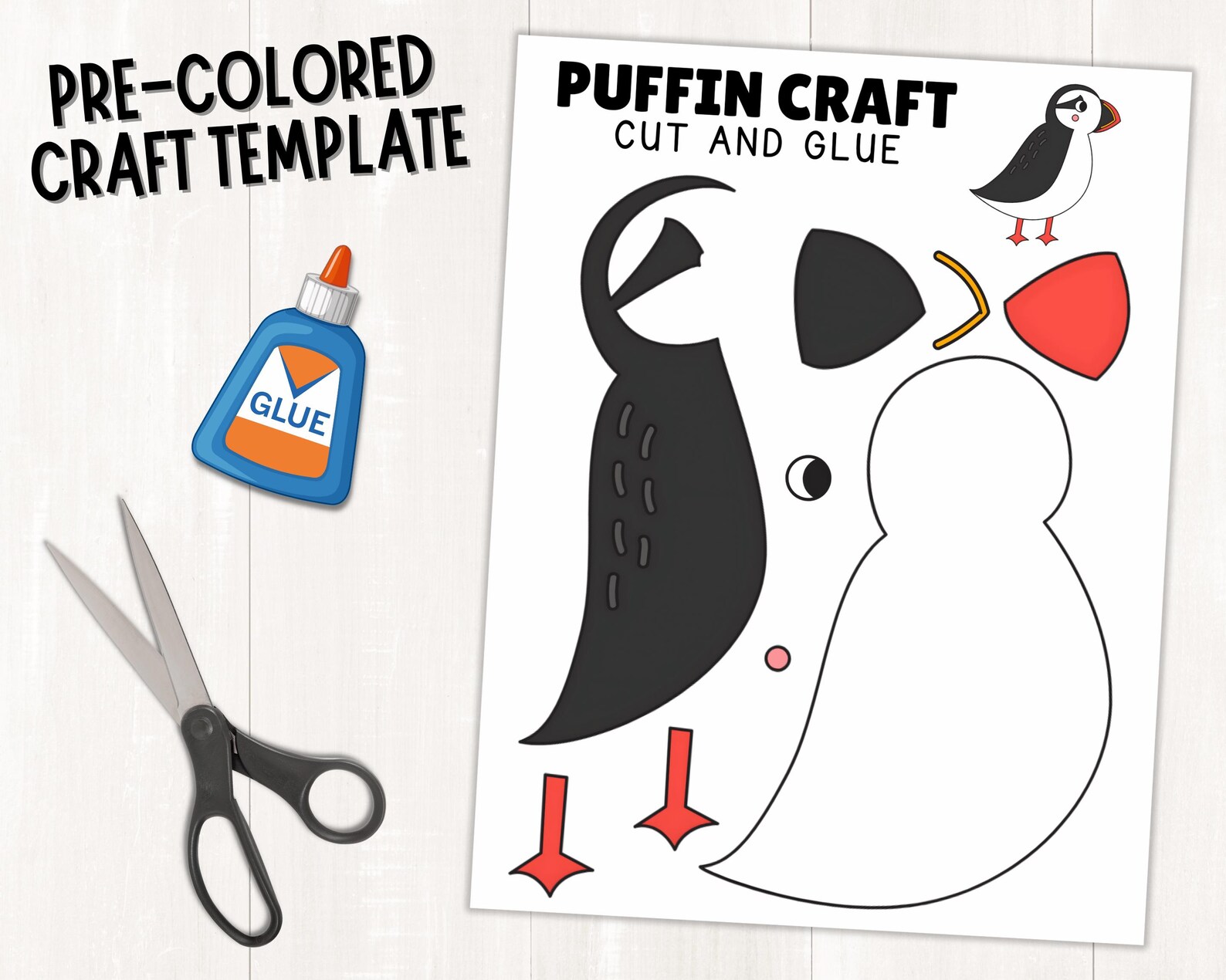 Puffin Craft Printable | Arctic Animal Activity for Kids | Puffin ...