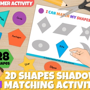 Activité d'association d'ombres de formes 2D pour les enfants, formes de sacs occupés, activité Montessori, livre occupé, maths géométrie, imprimable, téléchargement immédiat