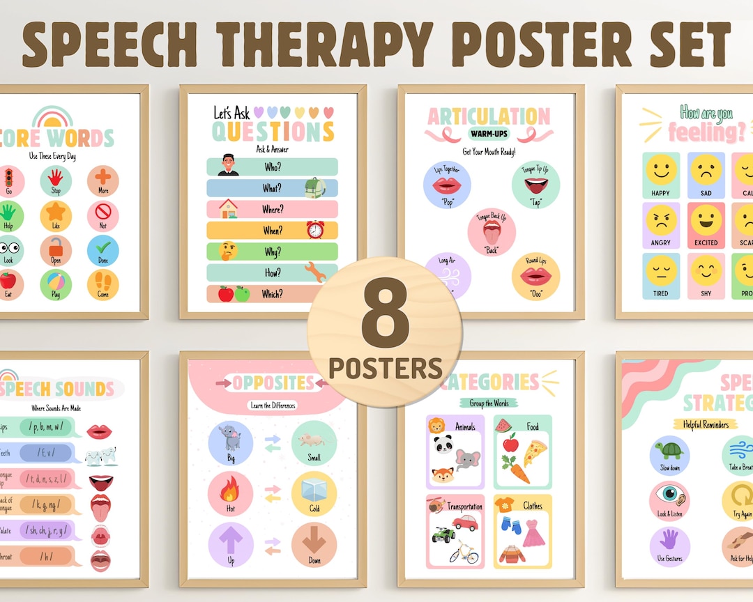 Speech Therapy Posters | Language Development Visuals (8 Poster Set ...