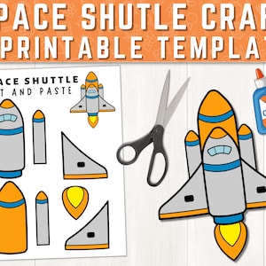 Printable Space Shuttle Craft for Kids | Outer Space Activity | Color, Cut, and Paste | Build a Rocket Craft Template | Instant Download
