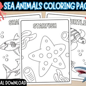 Ocean and Sea Animals Coloring Pages | Sea Life Coloring Sheets | Summer Coloring Pages for Kids | Under the Sea | Printable PDF