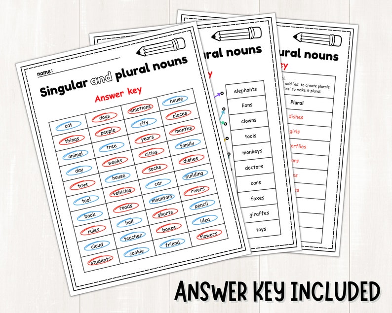 Singular and Plural Nouns Worksheets & Activities | Grammar Worksheets ...