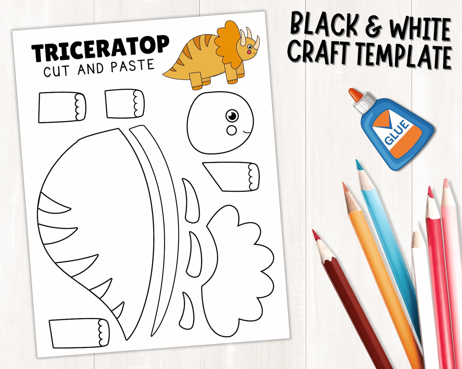 Triceratops Craft | Dinosaur Cut & Paste Craft Activity | Build a ...