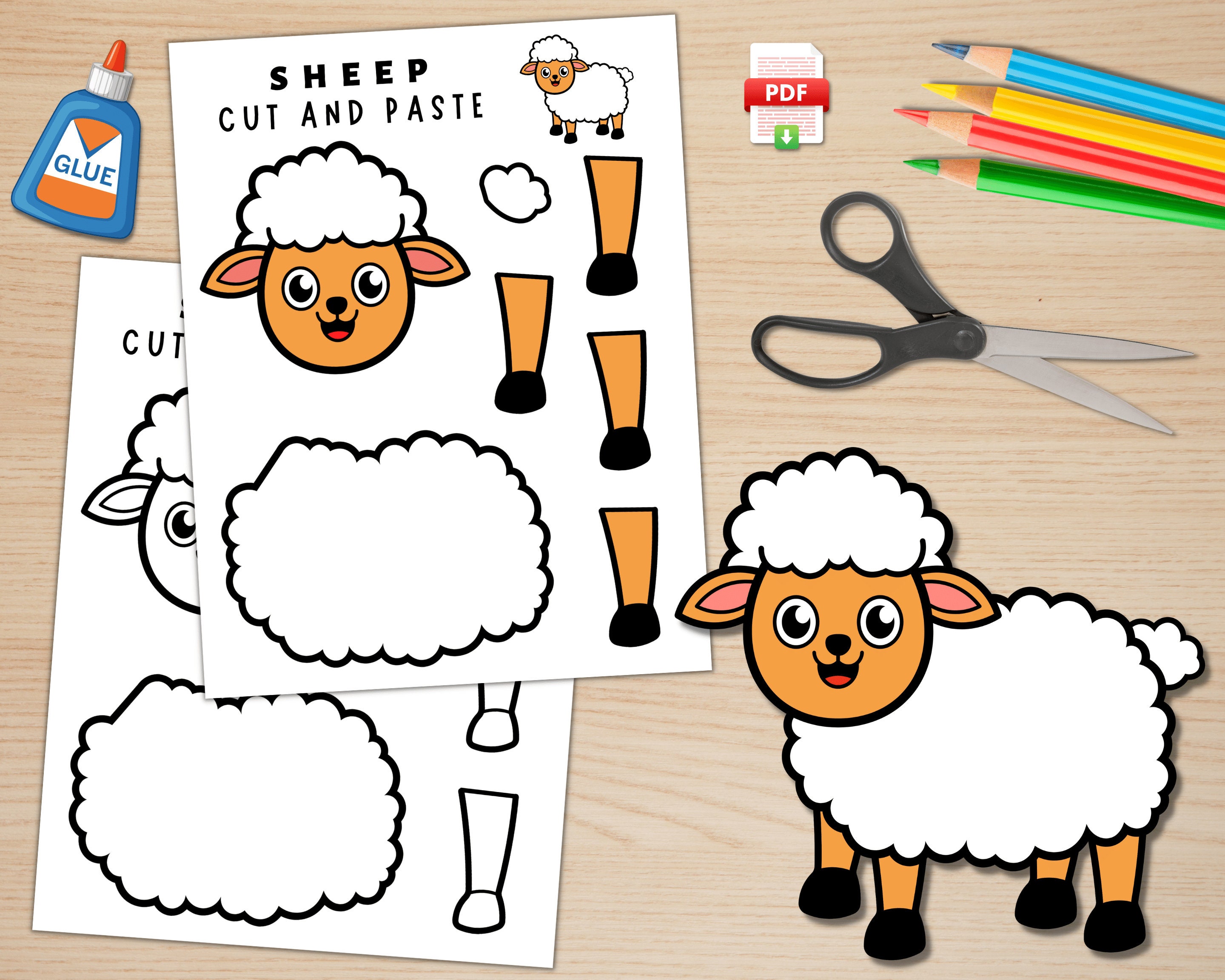 Printable Paper Sheep Craft Template for Kids Farm Animal Crafts Farm Printable Paper Sheep Craft Template for Kids Farm Animal Crafts Farm