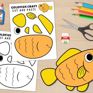 Goldfish Craft for Kids | Sea Life Activity | Ocean Animals Craft | Cut & Paste Activity | Goldfish Coloring Page | Goldfish Paper Craft