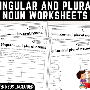 Singular und Plural Nomen Arbeitsblätter & Aktivitäten | Grammatische Arbeitsblätter | 1. und 2.Klasse | Sofort Download | PDF