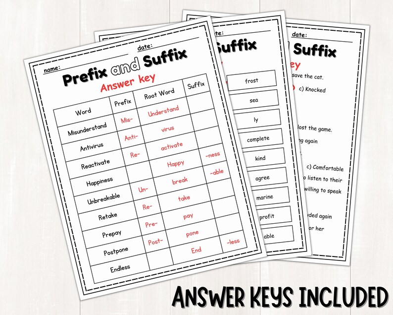 Prefix and Suffix Worksheets & Activities | Root Words | Affixes ...