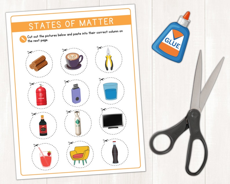States of Matter Sorting Activity Solid, Liquid, and Gas States of