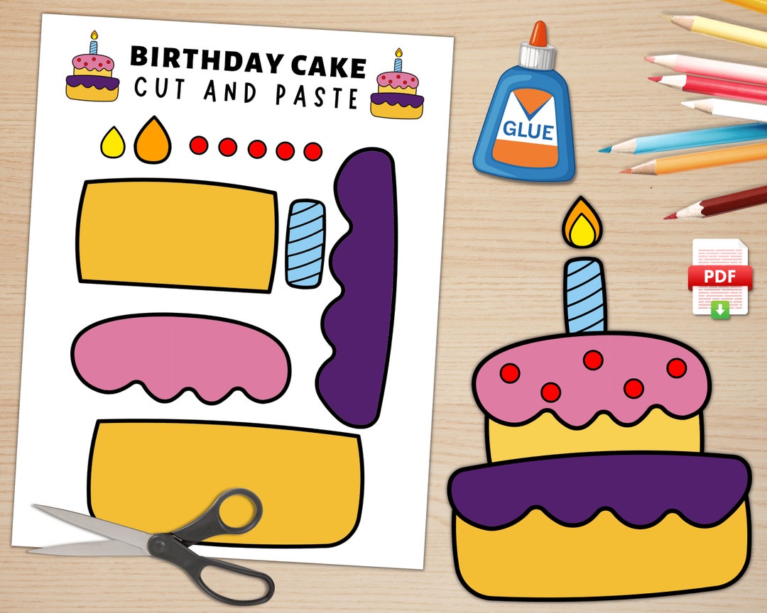 Printable Birthday Cake Craft Template for Kids Birthday Activities Printable Birthday Cake Craft Template for Kids Birthday Activities